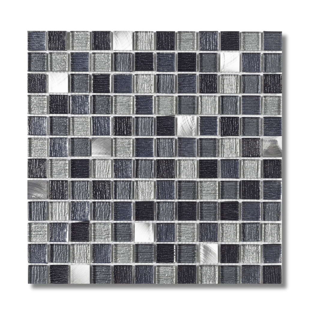Galactic Black Glass & Metal Mix Mosaic Tiles