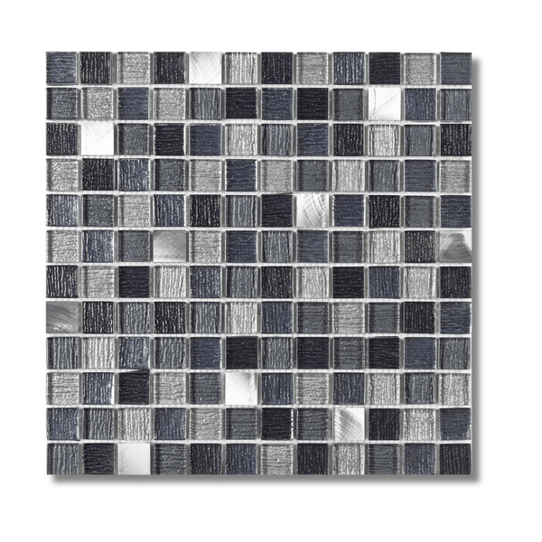 Galactic Black Glass & Metal Mix Mosaic Tiles
