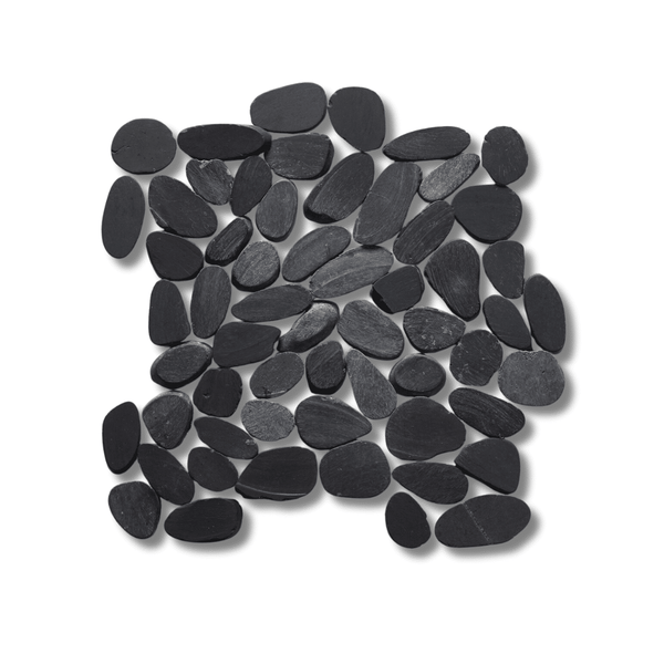 Riverstone Black Pebble Mosaic Tiles