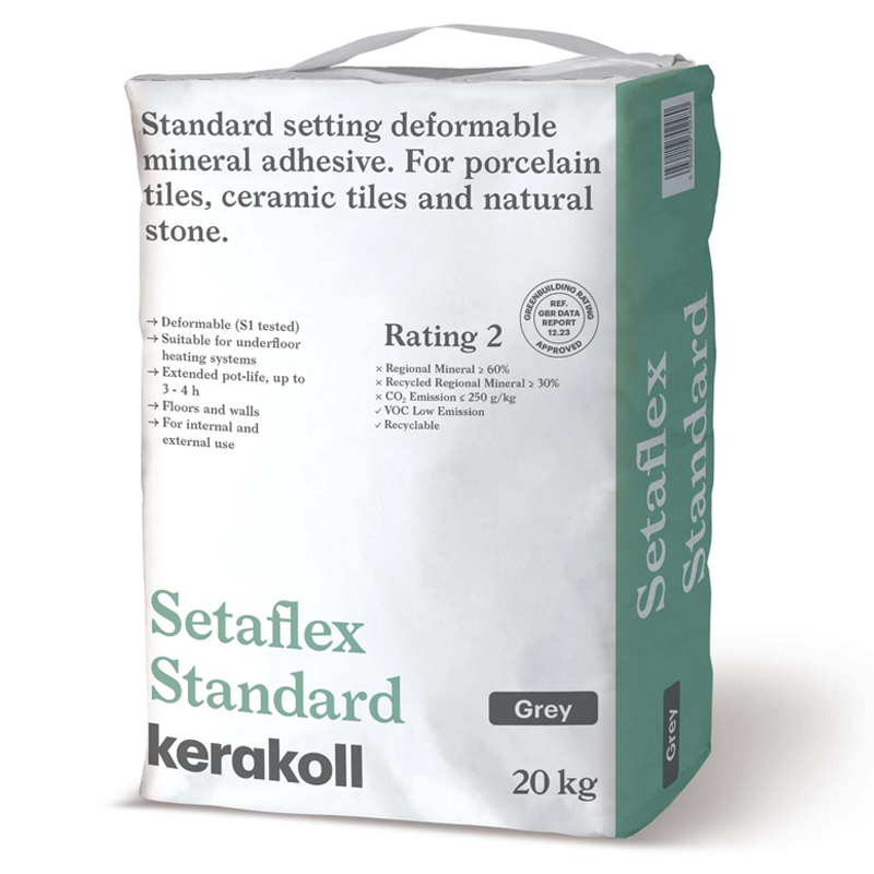 Kerakoll Setaflex Standard Set S1 Grey Tile Adhesive, Full Pallet 48 x 20kg (Tail Lift Delivery)