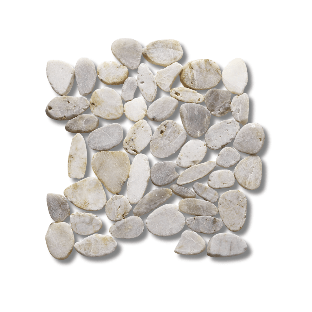 Riverstone White Pebble Mosaic Tiles